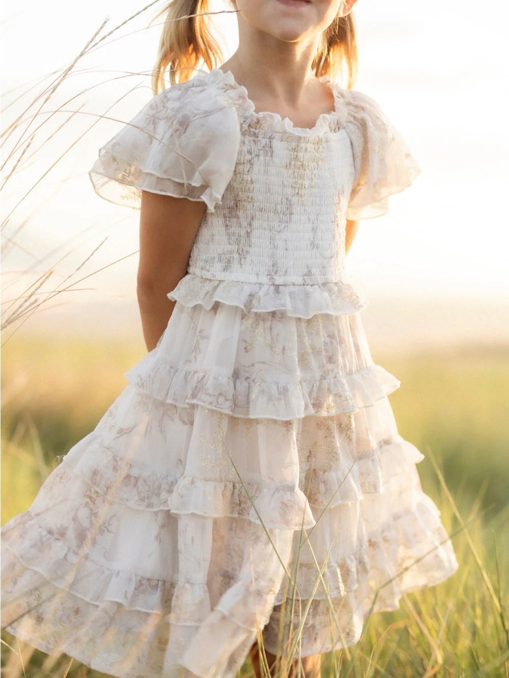 Mommy & Me Winnie Dresses in Bright White Wispy Wildflower - MATCHING DRESSES - Picture 10 of 13